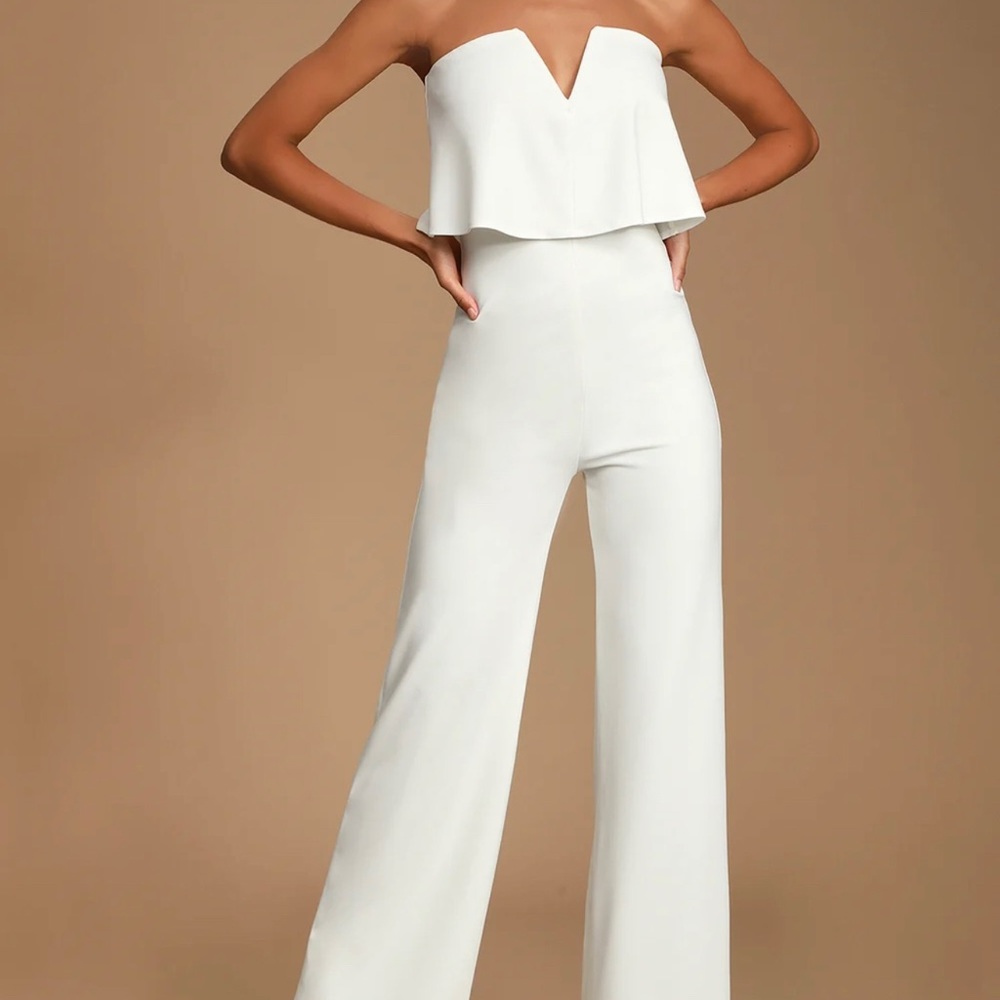 Lulus Power of Love White Strapless Jumpsuit